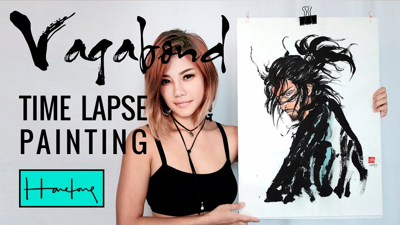 Amazing manga painting with INK and watercolours time lapse.