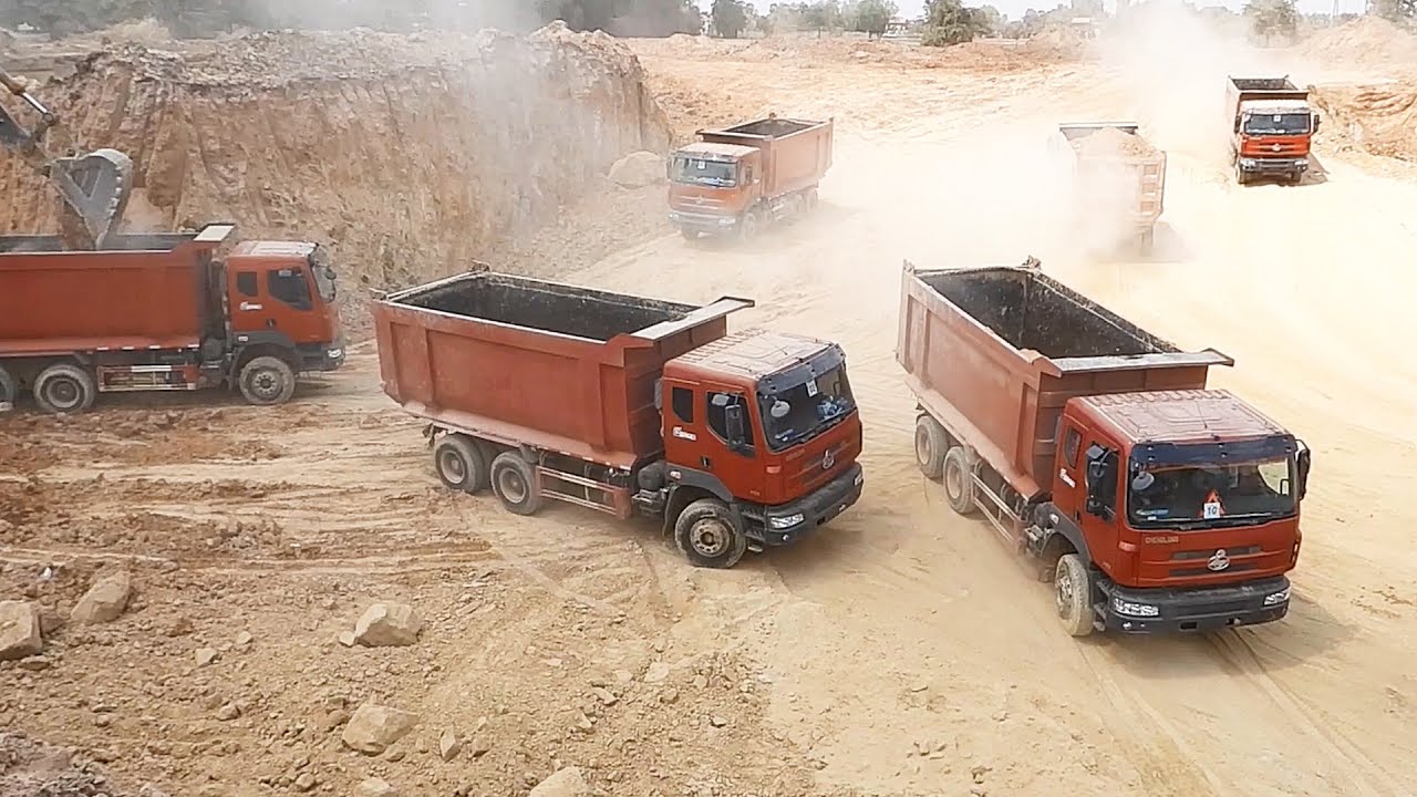 Extremely!! CHENGLONG Dump Truck, ក្រុមស្រម៉ោចក្រហមឡានបែន CHENGLONG 400, អេស្កាវ៉ាទ័រ VOLVO EC480DL