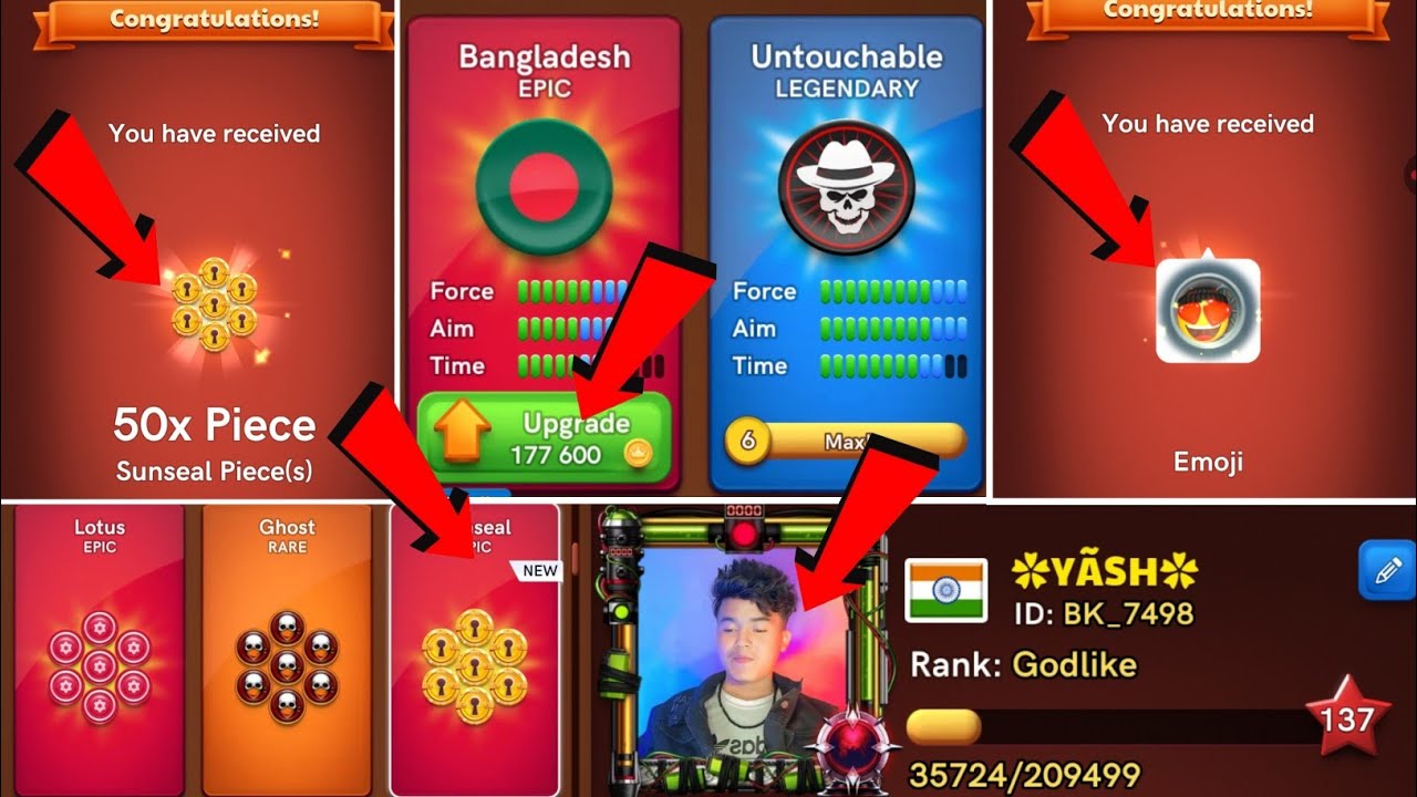 🔥 New Emoji New Pucks 😲🎉 Striker Upgrade 😲 New Pucks Gameplay B2F 🎉 Gaming Yash carrom Pool 🔥