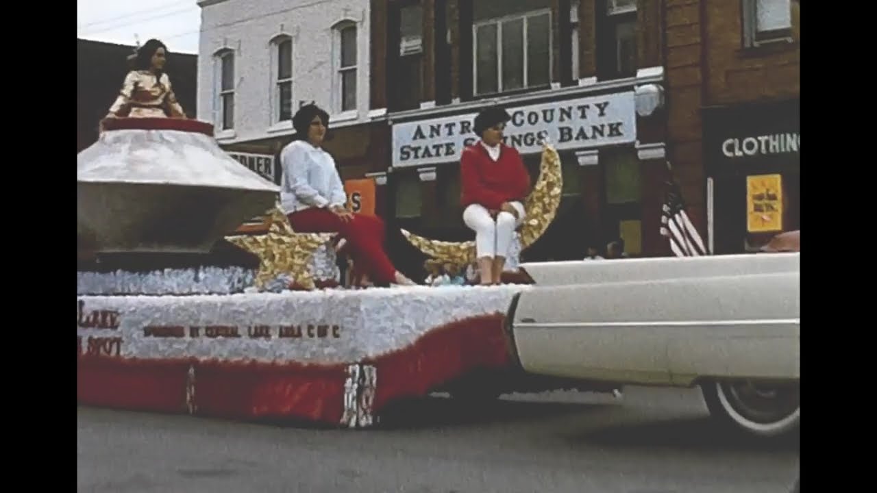 Mancelona Michigan 10th Annual Bass Festival Parade 1965 - Great Footage of Local Marching Bands