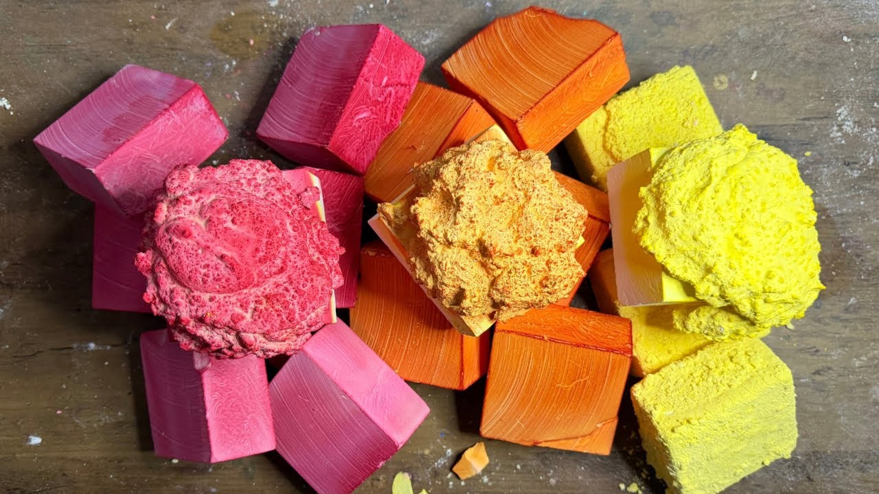 Complimentary Color Trifecta 💛🧡❤️ | Dyed Gym Chalk ASMR | #odlysatisfying | ASMR 