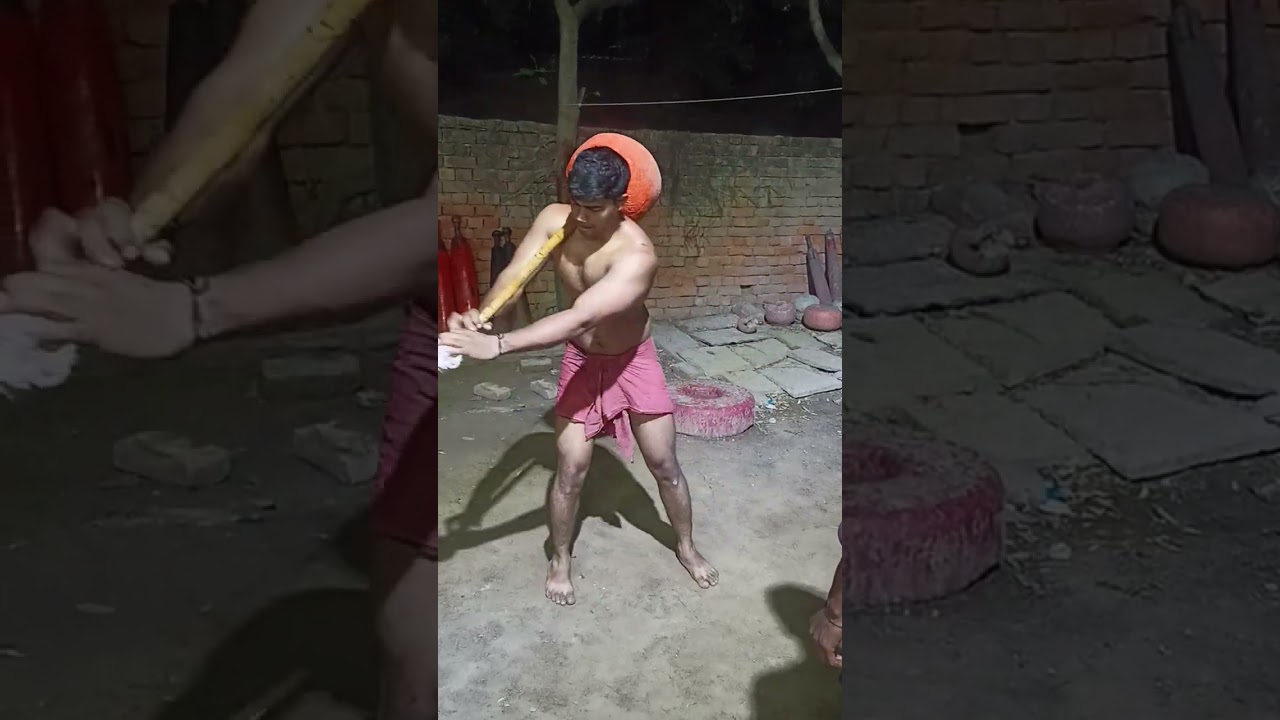 40Kg gada swing one hand #desi #bodybuilding #fitness #tending #varanasi #workout #chelenge #akhada