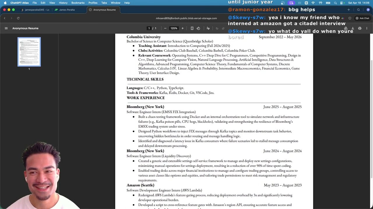 Проверка резюме в компании Citadel Quant Dev