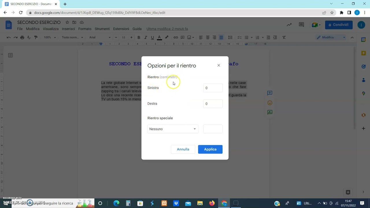 Google documenti: gestione del paragrafo