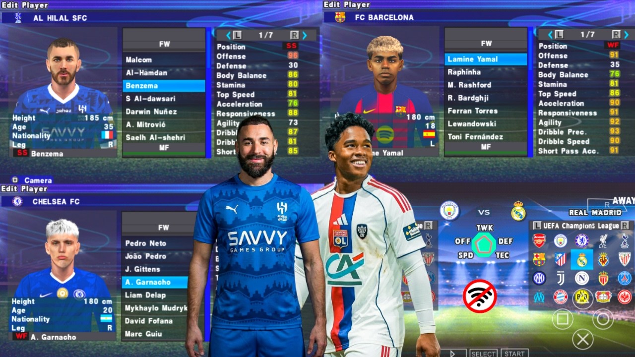 eFOOTBALL PES 2026 PPSSPP ISO Без текстур и сохранений. Новая форма, реалистичные лица, последние...