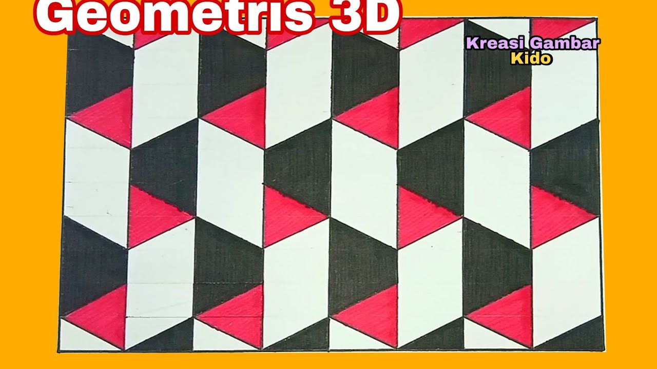 Belajar Menggambar Ragam Hias Geometris Kubus 3D