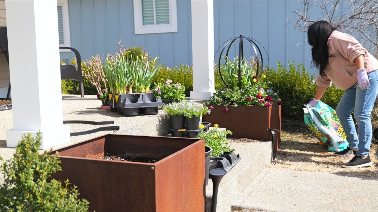 Spring containers for front porch (Indiana garden)