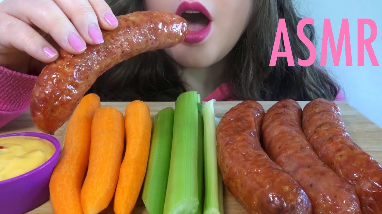 ASMR Italian Sausage & Veggie Platter with SPICY Cheese Sauce - EXTREMELY Satisfying Eating Sounds