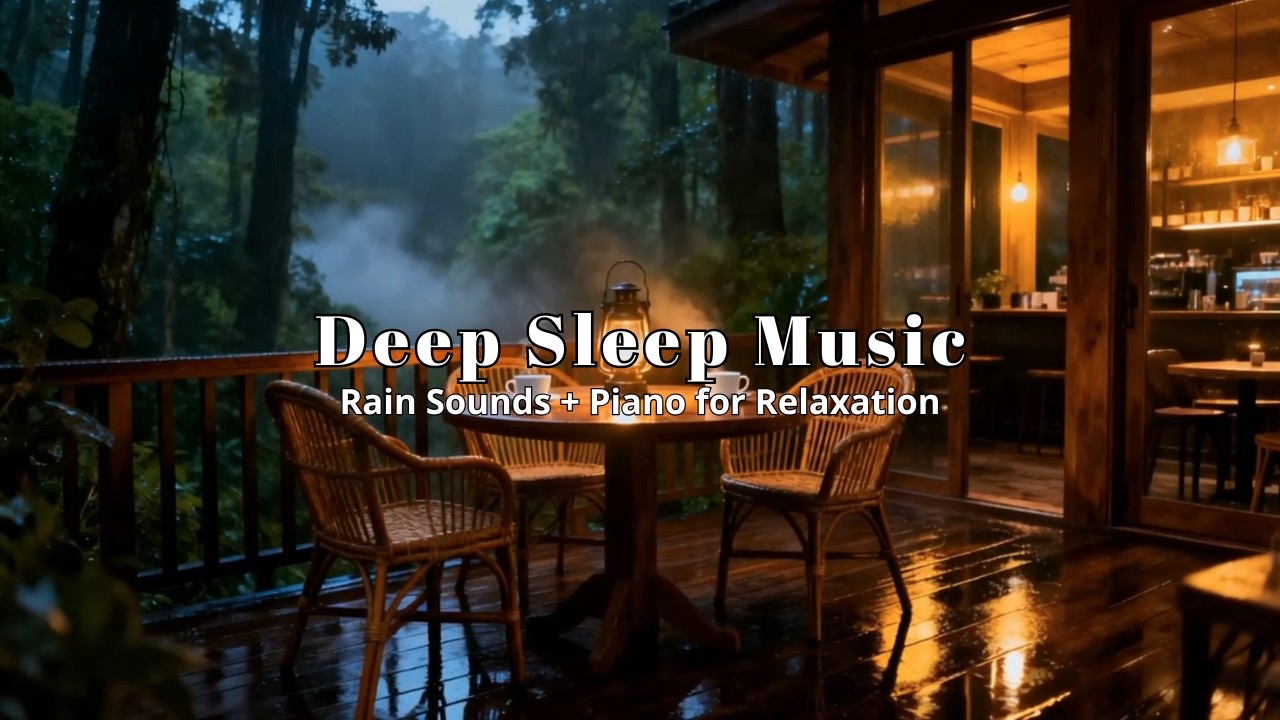 Relaxing Piano and Soft Rain for Better Sleep | Slow Piano Sanctuary on a Rainy Timber Deck