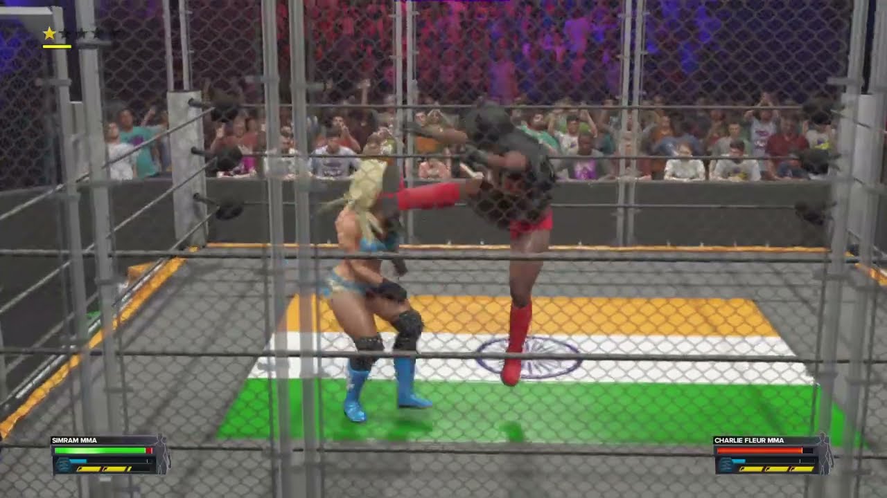WWE 2K23_2026 Samram vs Charlie MMA champion match 2 out 3 wins steel cage match