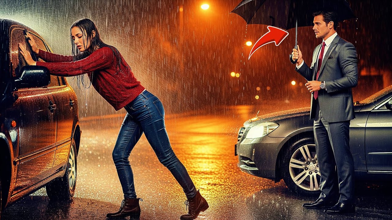 MILLONARIO VE A UNA MUJER EMPUJANDO SU CARRO BAJO LA LLUVIA - LO QUE PASÓ DESPUÉS LO HIZO LLORAR