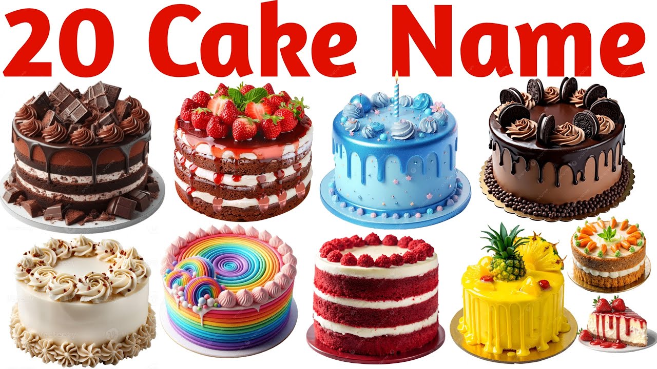 बच्चों यह देखो 20 केक के नाम | Learn Cake Names for Kids with Pictures & Sound Effects Fun Video