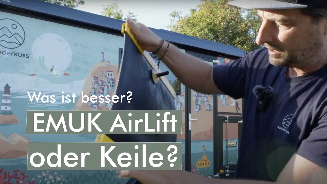 AirLift von EMUK statt Hubstützen oder  sperrige Auffahrkeile. CAMPING TIPP zum Wohnwagen ausrichten