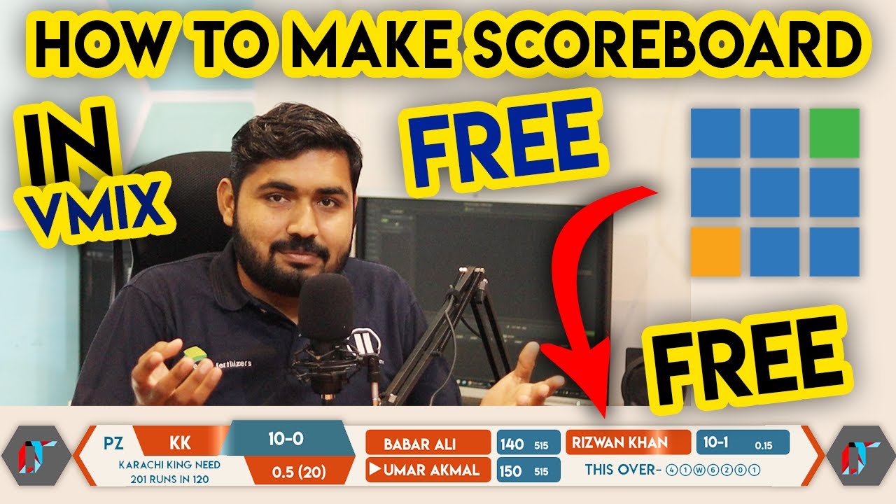 How to Make Scoreboard In Vmix | How To Add live cricket score | Free cricket scoreboard