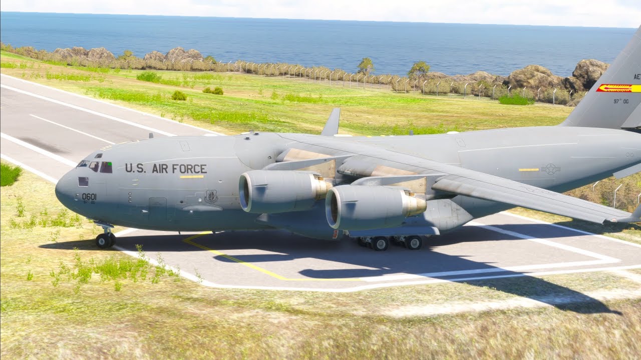 Dangerous Takeoff! U.S. Air Force C-17 Launches from Saba’s Tiny Runway!