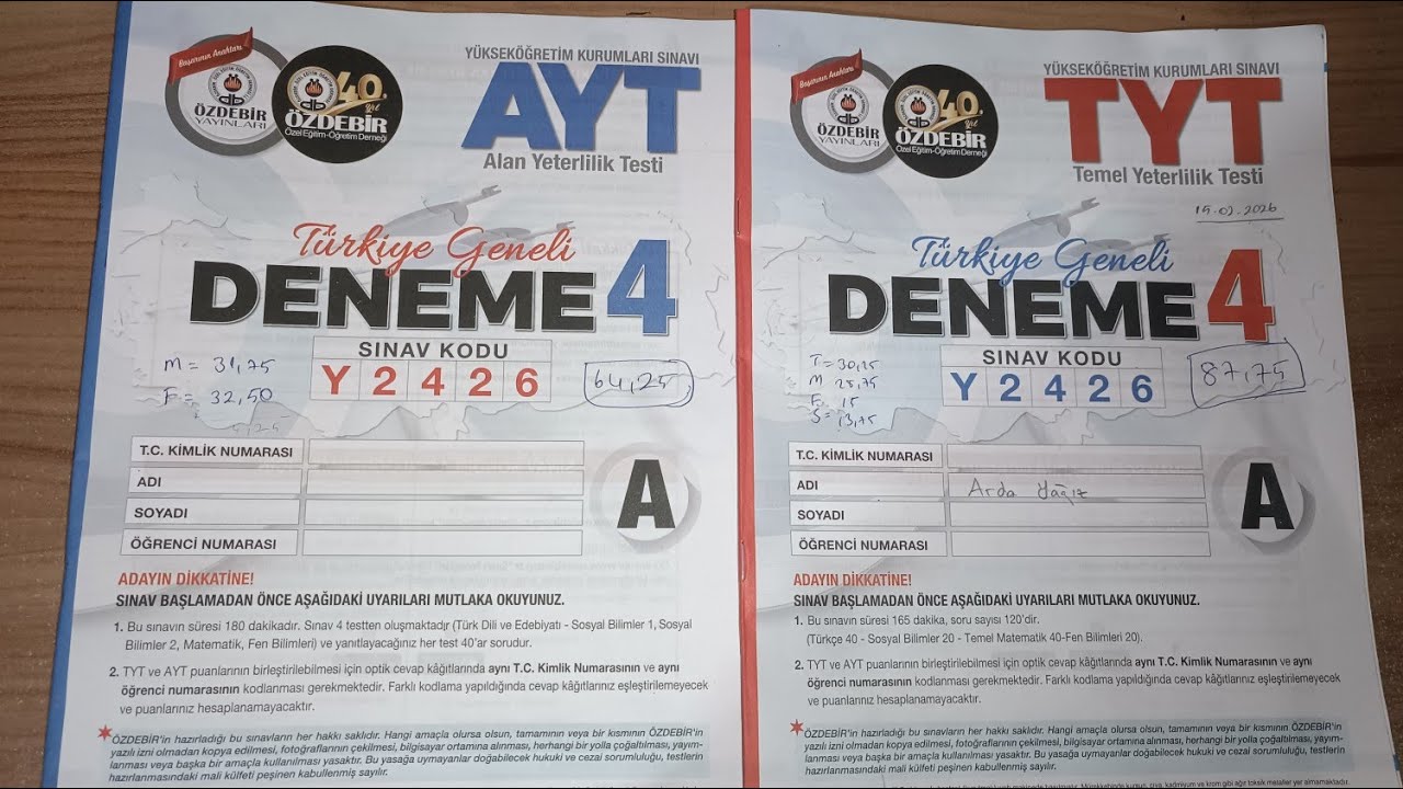 Özdebir TYT AYT 4 Deneme Sonucum | hayal kırıklığısın tyt #yks2026 #tyt #ayt 