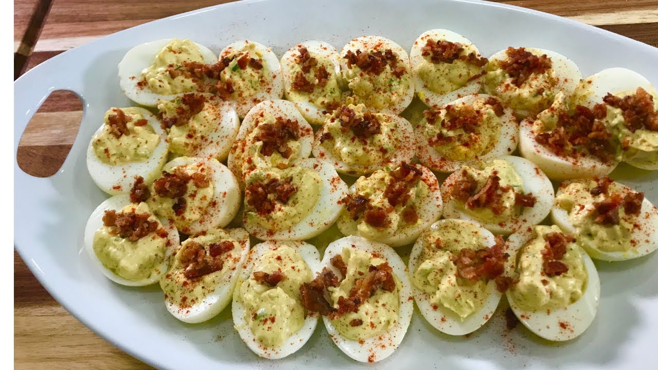 Smoked Deviled Eggs - FOOTBALL FINGER FOOD