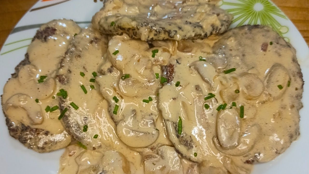 How to cook burger steak with Creamy mushroom | Cream sauce mushroom with ulam burger
