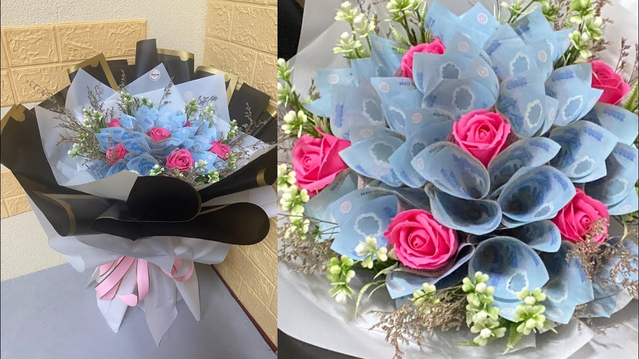 flower bouquet Tutorial | Hướng dẫn bó hoa tiền đơn giản tặng mẹ 20-10 | Hương Giấy