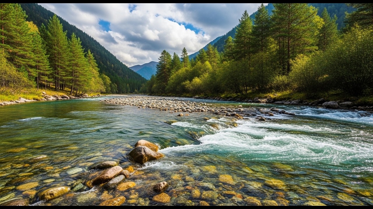 Mountain River Flowing Sounds | Nature Sounds White Noise Flowing Water for Deep Sleep RelaxUltra4 k