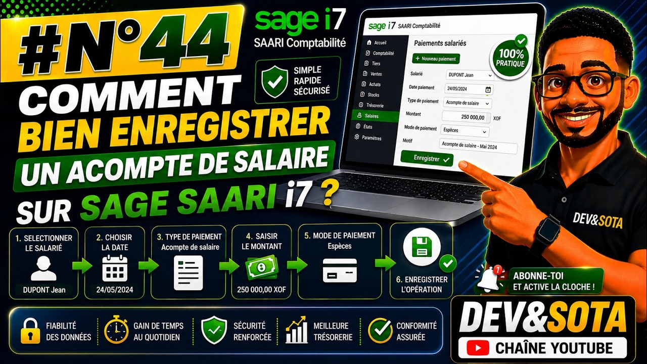 #N°44 COMMENT ENREGISTRER UN ACOMPTE DE SALAIRE SUR SAGE SAARI i7 ?