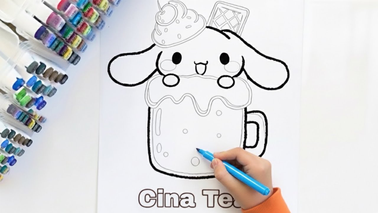 EASY & CUTE Kawaii Coloring Pages! Cinnamoroll & Tea Coloring Tutorial ASMR
