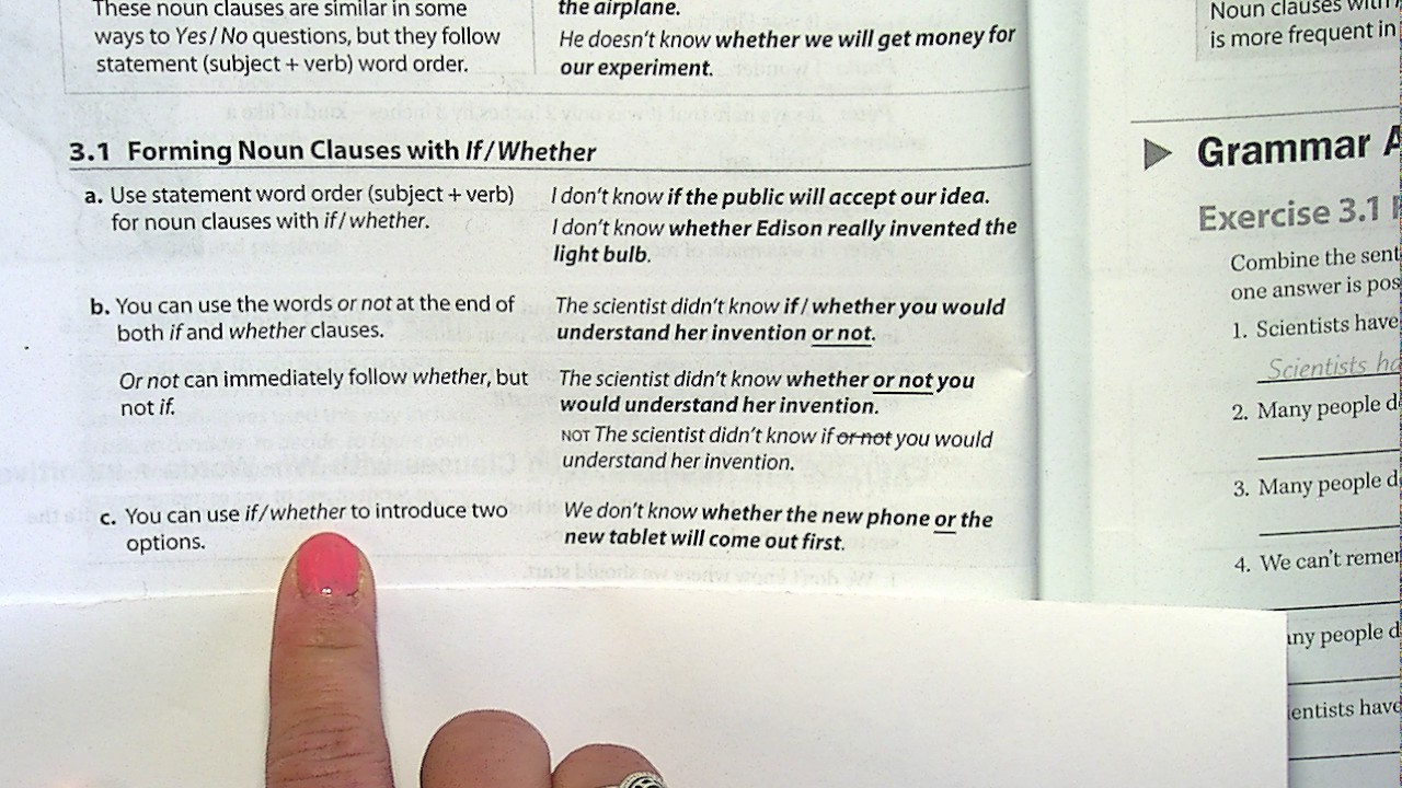 If and Whether Noun Clauses