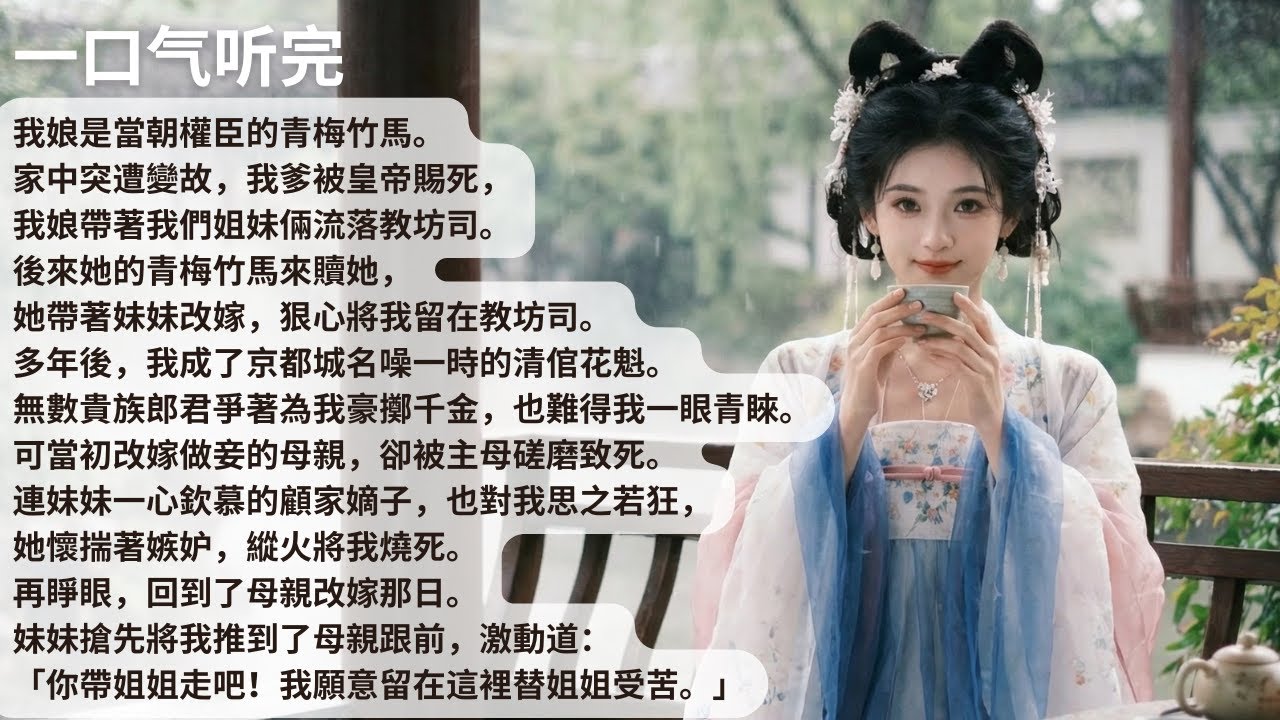 【完結】我娘是當朝權臣的青梅竹馬。家中突遭變故，我爹被皇帝賜死，我娘帶著我們姐妹倆流落教坊司。後來她的青梅竹馬來贖她，她帶著妹妹改嫁，狠心將我留在教坊司【30分鐘聽完全文】#一口氣看完 #完結 #小說