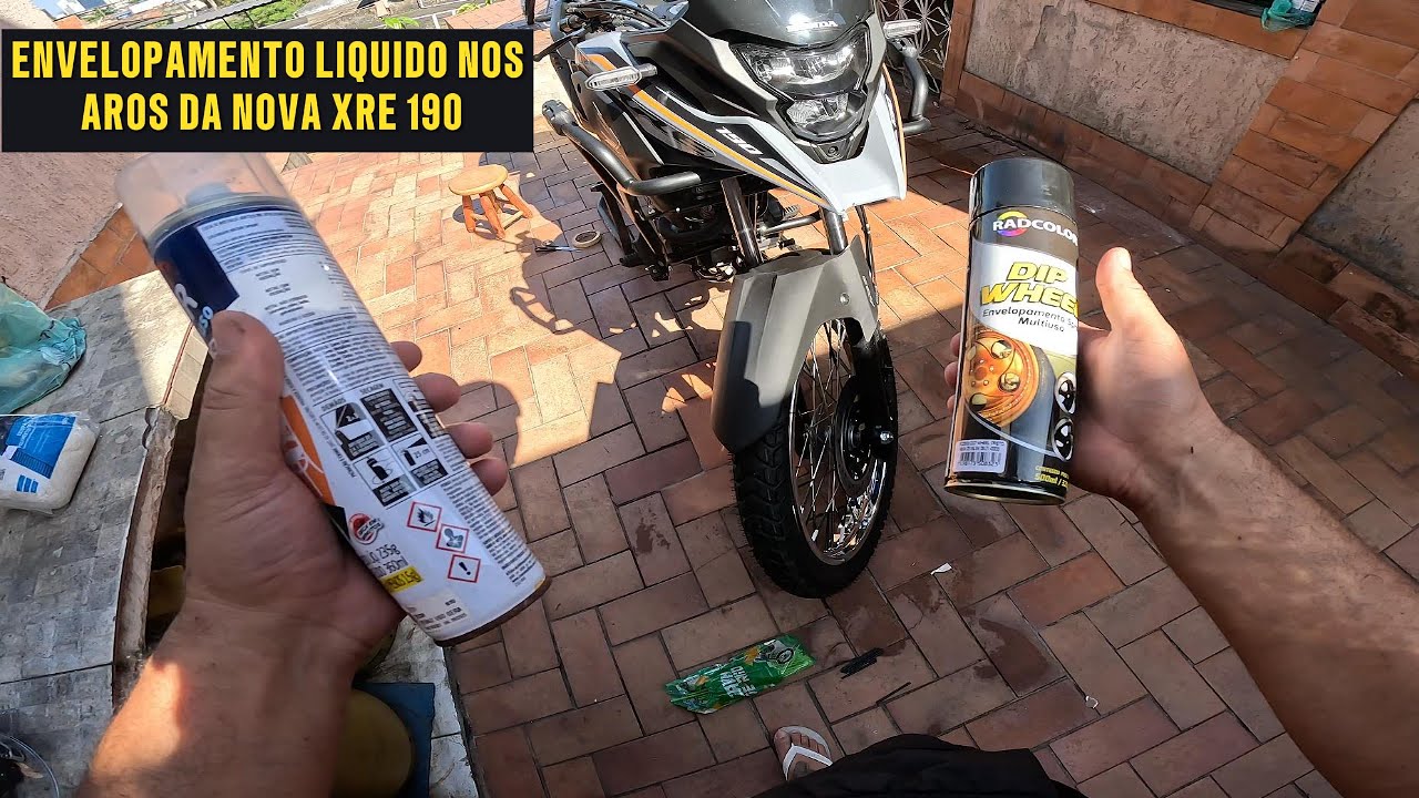 ENVELOPAMENTO LIQUIDO COMO PINTAR OS AROS DA MOTO DE PRETO DA NOVA HONDA XRE 190 PASSO A PASSO