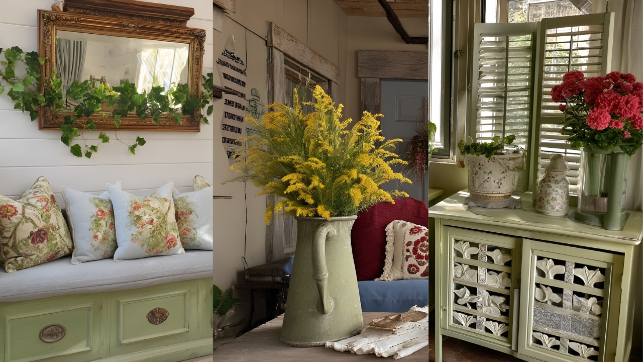 Little English Cottage Charm | Thrifted Green Decor with Shabby Chic Style