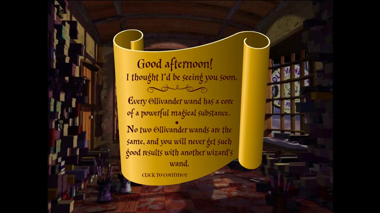 Old Harry Potter Warner Bros. Website Flash Game: Wand Shop