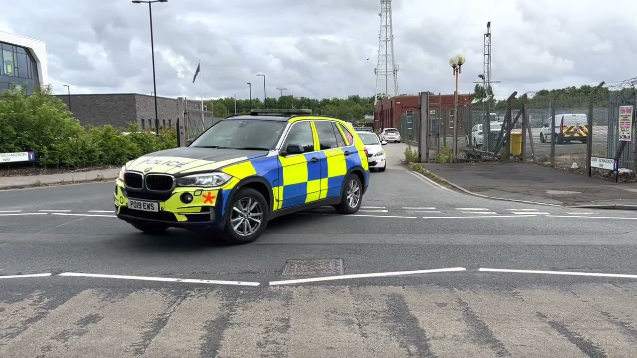 Police convoy leaving Blackpool police station