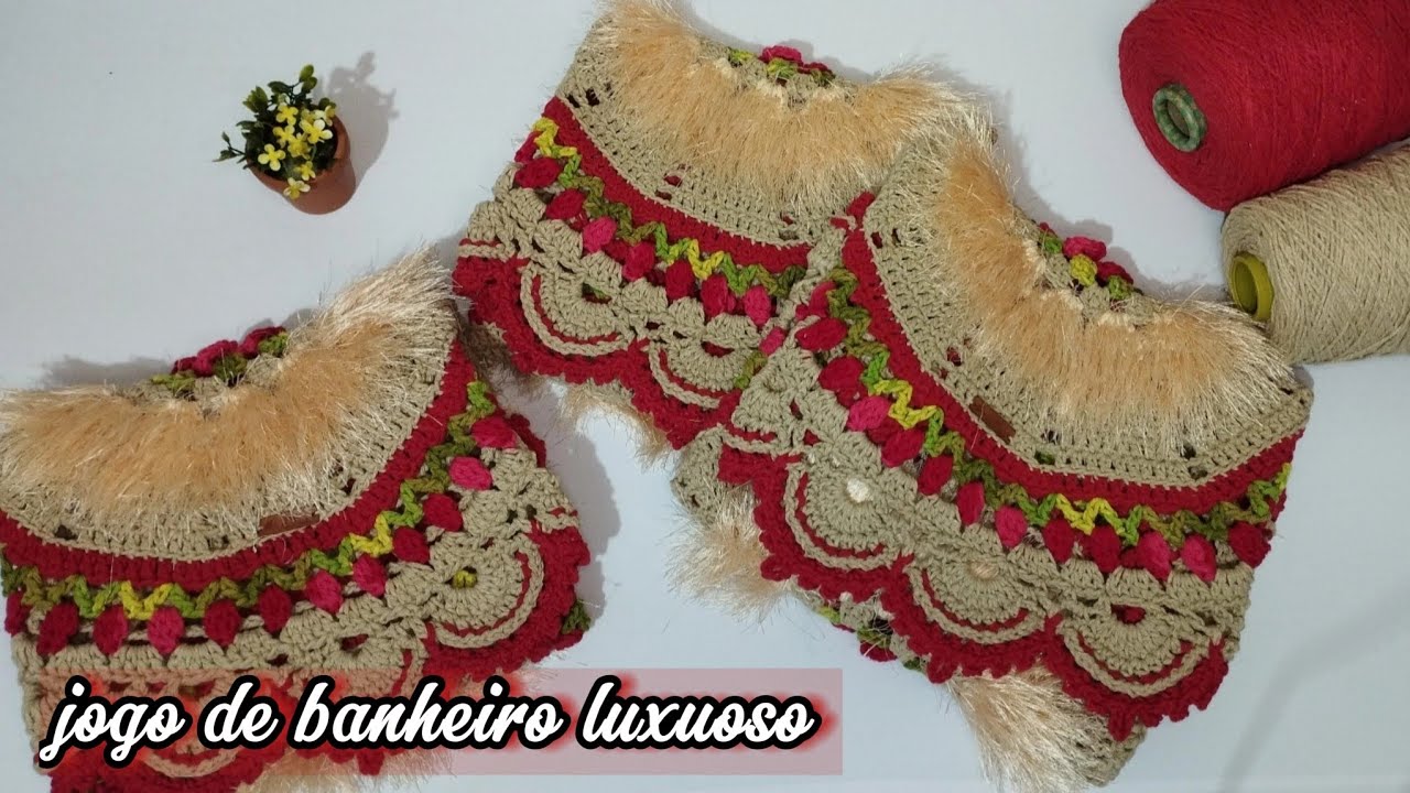 🎯JOGO DE BANHEIRO MODELO LAINE/Vlog de produção #tapetedecroche #vlog #croche 