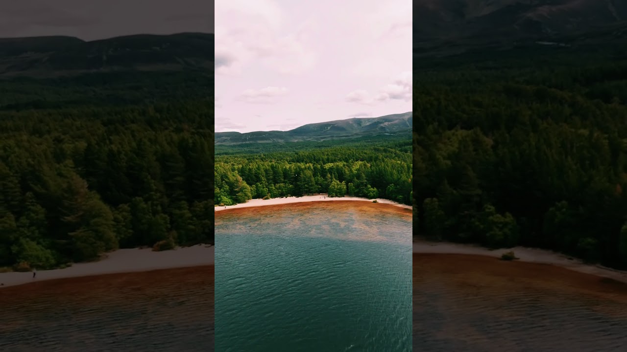 Epic drone one shot. Loch Morlich. Scotland