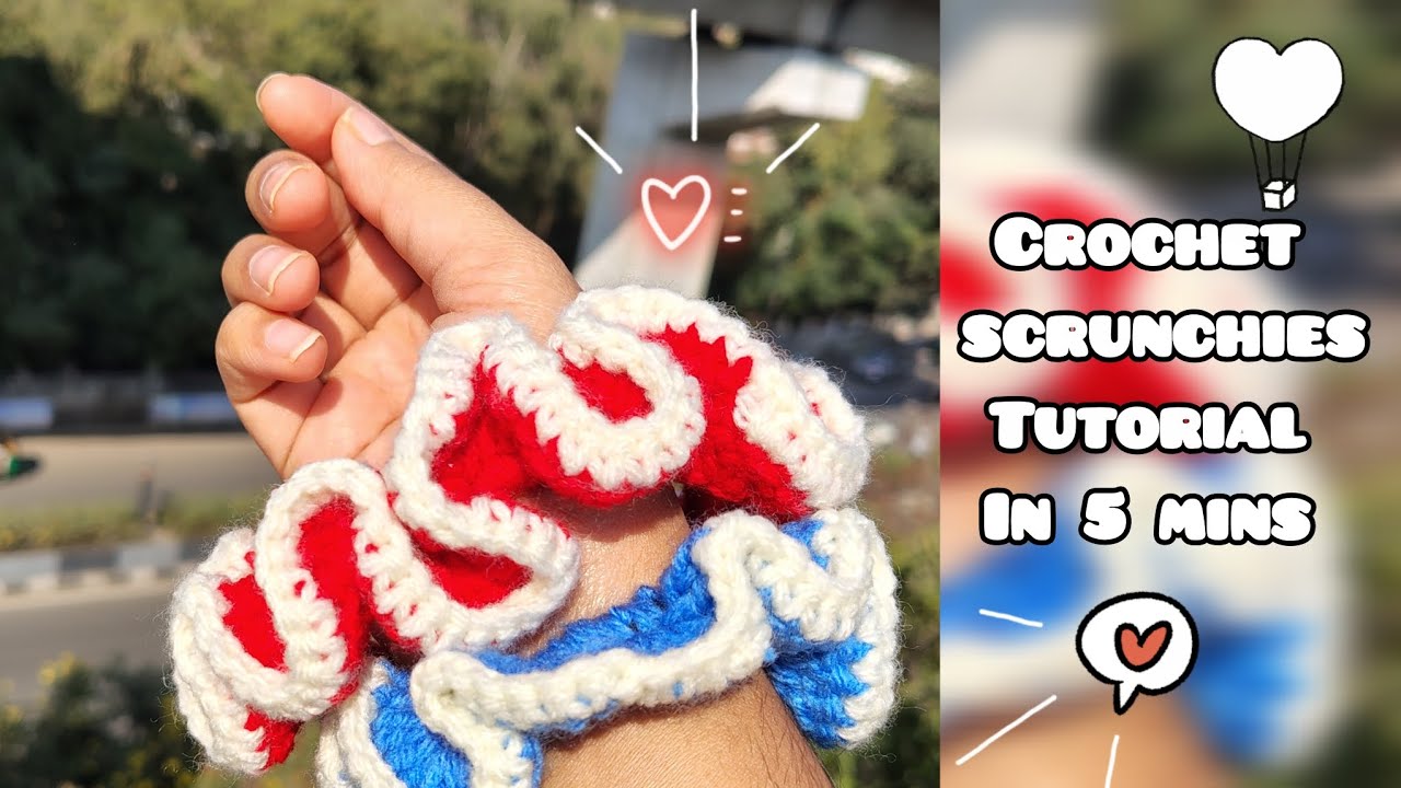 Crochet scrunchies tutorial in 5 mins | Scrunchie crochet | simple crochet projects under 1 hour 