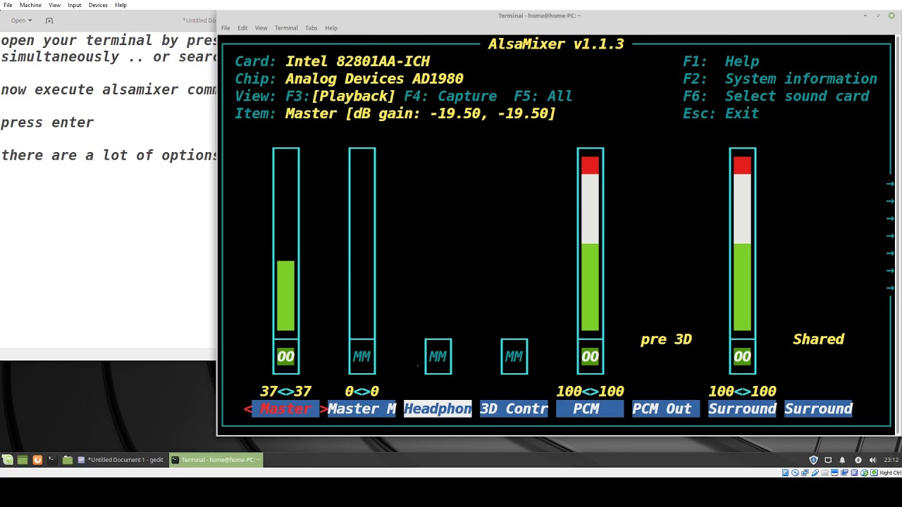 Set up headphone on Linux distros using alsamixer