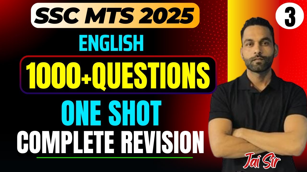 SSC MTS 2025 English | 1000+ Most Important Questions | Complete Revision in One Video | Part-3