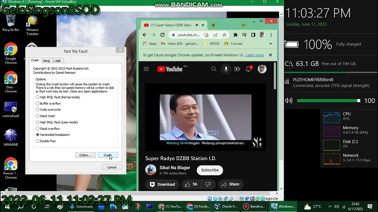 DZBB Station ID 2017-2019 has BSOD VM (Windows 8.1)