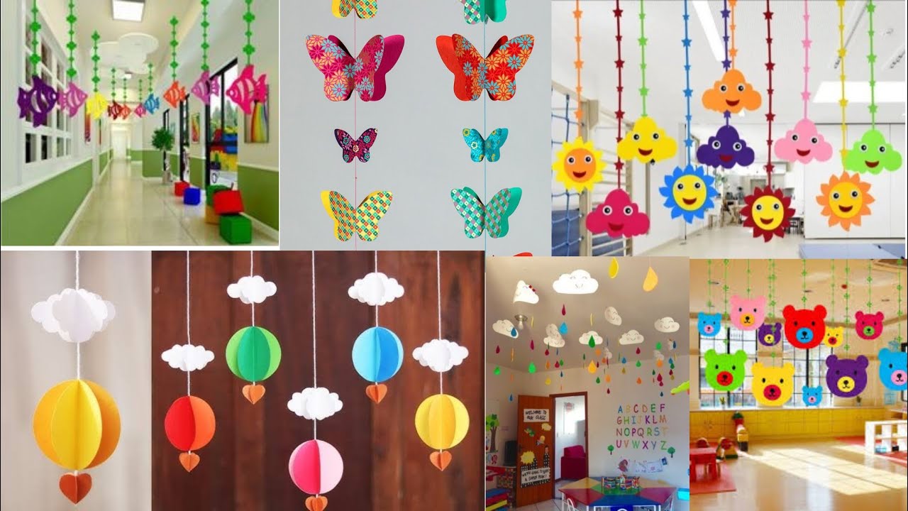 Preschool hanging decoration ideas || School hanging decor ideas || Roof hanging ideas for school