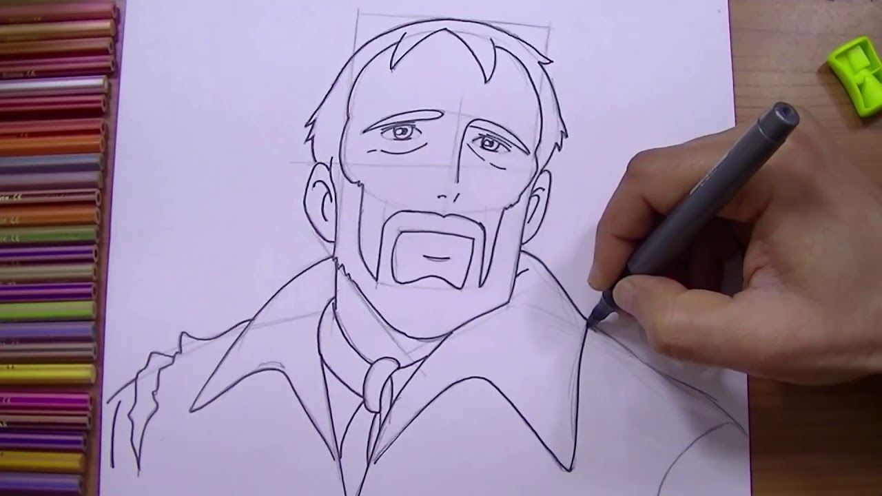 رسم العم فيتاليس من انمي دروب ريمي   تعلم واستمتع مع قناة متعة الرسم