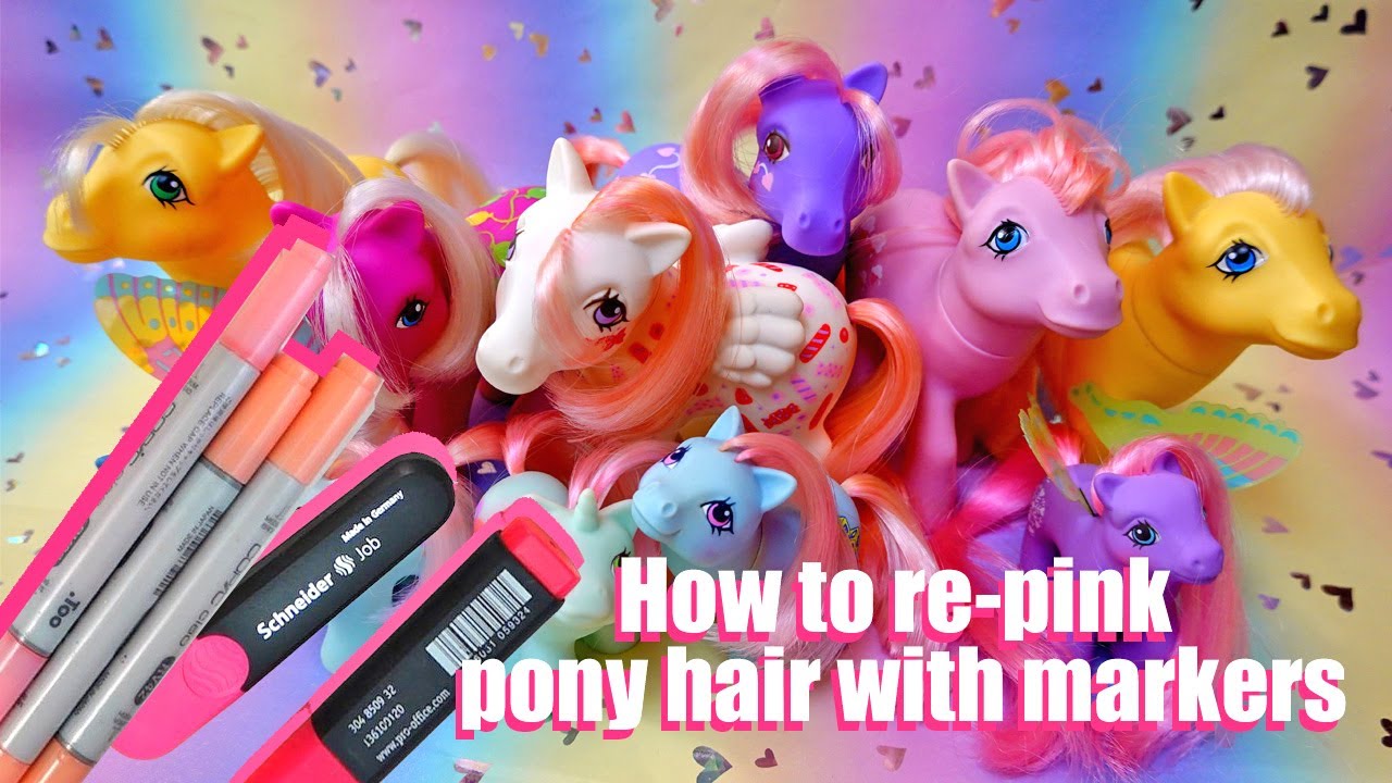 How to re-pink pony hair with copic markers + highlighters - Tutorial G1 My Little Pony restoration