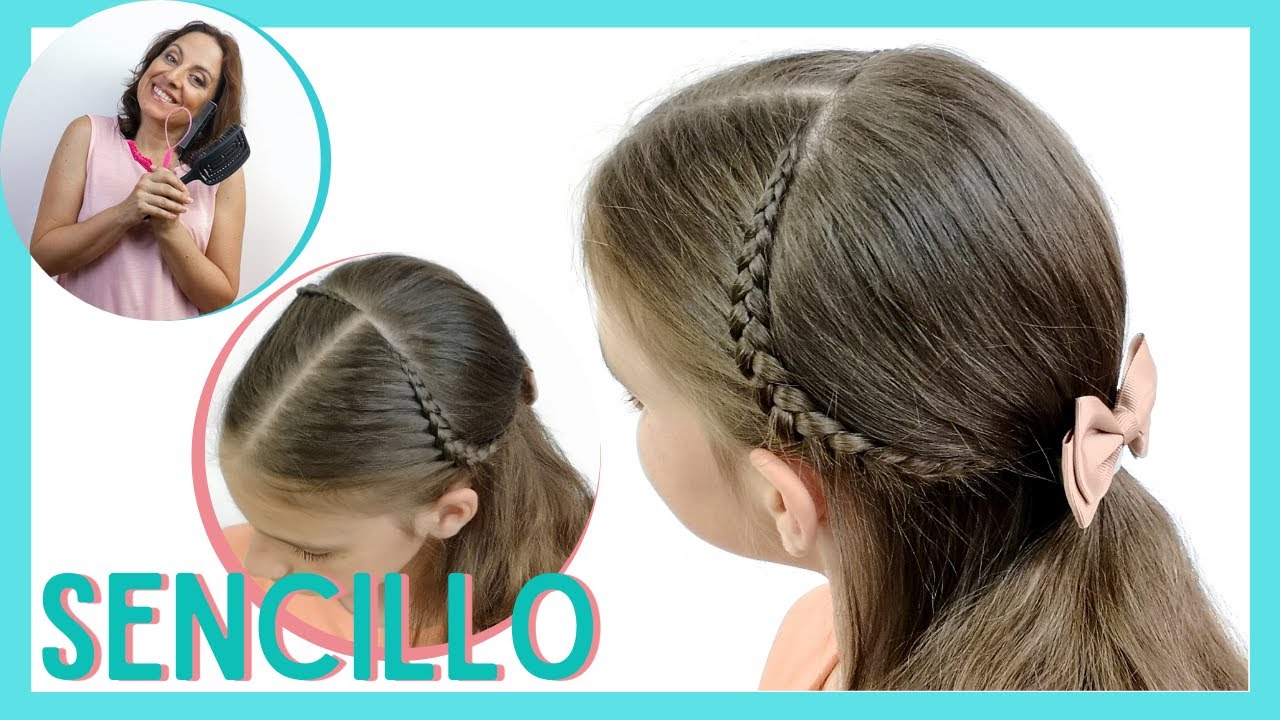 💙PEINADO FÁCIL Y RÁPIDO PARA NIÑAS - TRENZA DE ENCAJE CON MEDIA COLETA - EN 5 MINUTOS - PEQUEINADOS