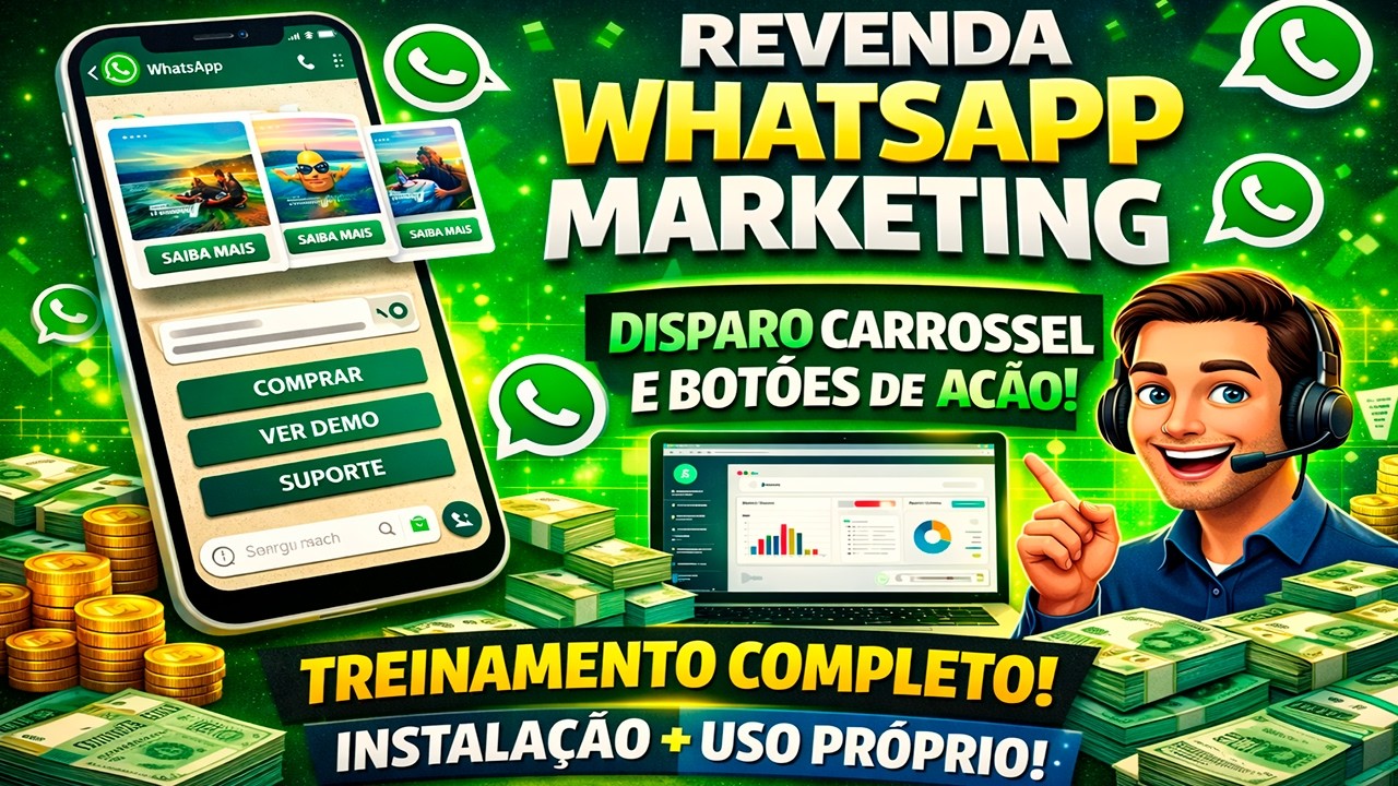 Ferramenta de WhatsApp Marketing com Carrossel e Botões PARA REVENDER