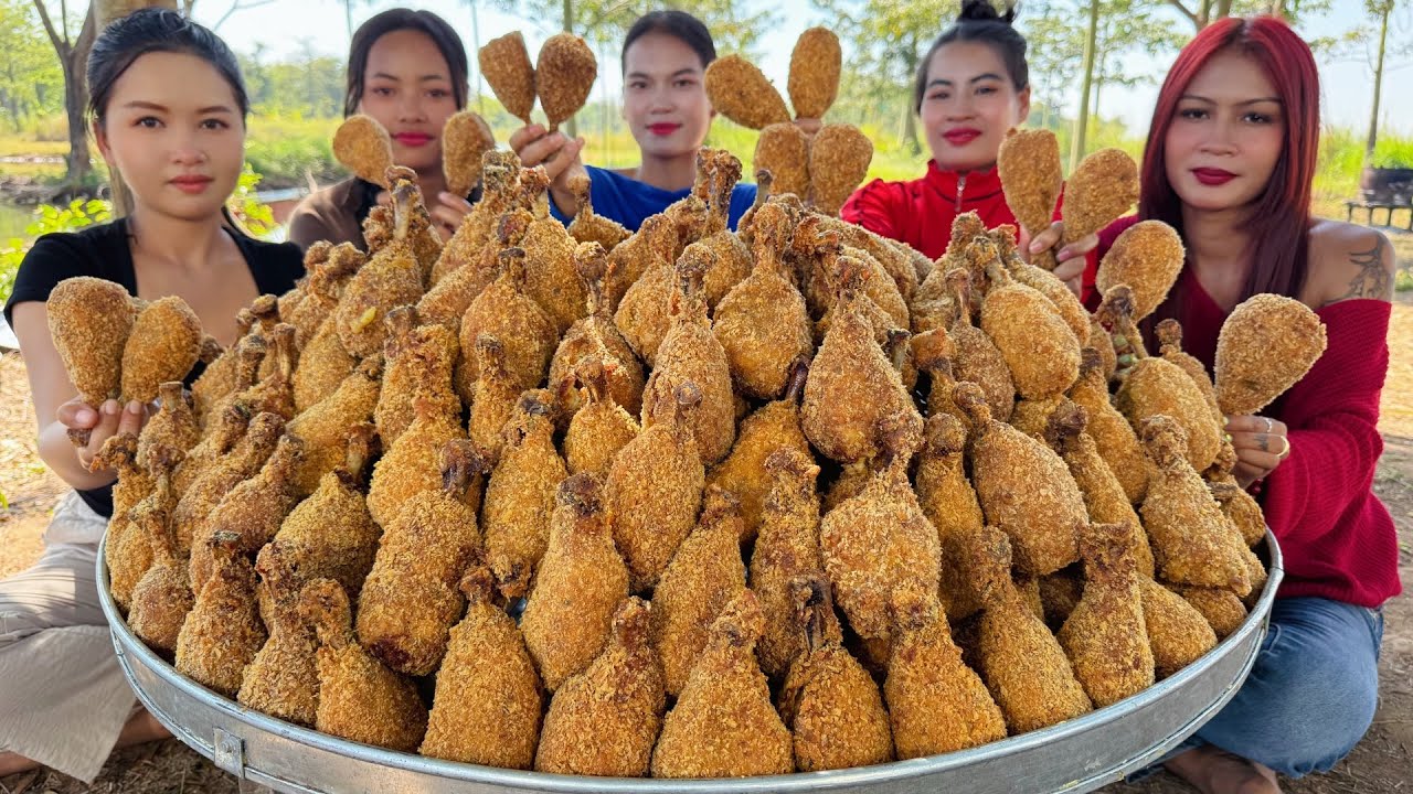 Amazing cooking deep fried chicken with potato recipe