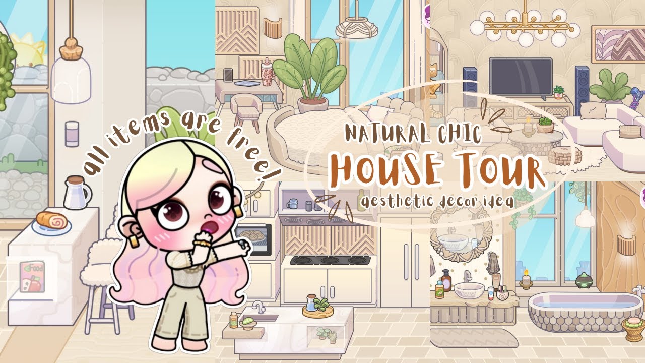 HOUSE TOUR: ✨FREE ITEMS✨ NATURAL CHIC HOUSE | AVATAR&nbsp;WORLD IDEAS&nbsp;| PAZU