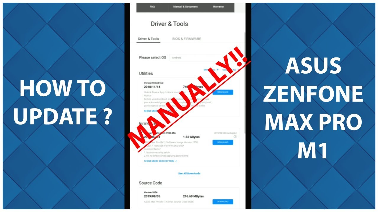 How to Update Asus Zenfone Max Pro M1 manually!!