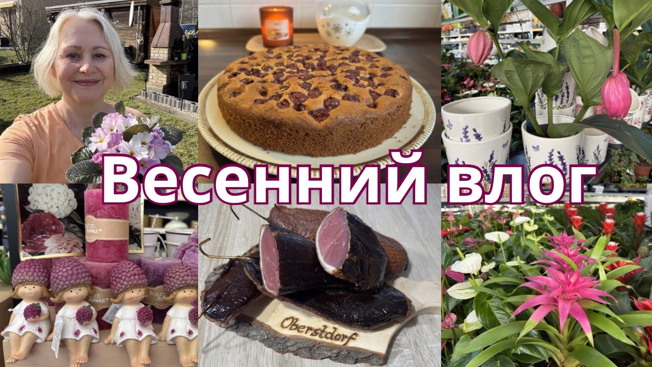 🇩🇪Весна/Захотелось цветов/Работа￼ в саду/Пеку  вкусный пирог с вишней/К маме в гости с подарками 