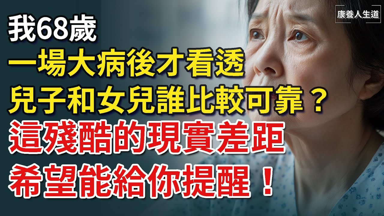 我68歲，一場大病後才看透，兒子和女兒誰比較可靠？這殘酷的現實差距，希望能給你提醒！【康養人生道】 #康養人生道 #上了年紀該明白的事 #養老 #聰明老人 #長壽秘密 #延壽 #長壽#晚年幸福