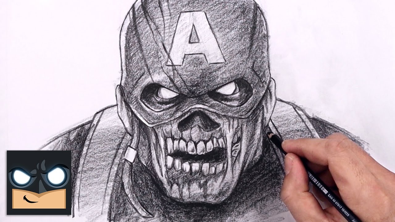 How To Draw Zombie Captain America | Sketch Tutorial (Step by Step)