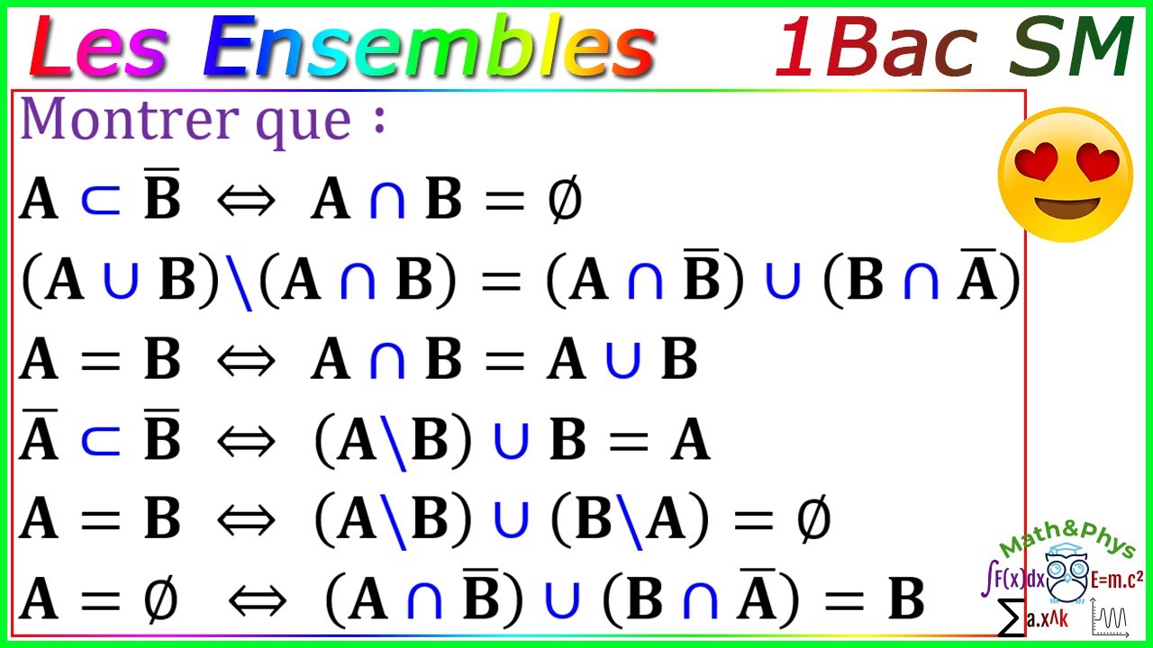 Les Ensembles 1er Bac Science Math - Différence de deux Ensembles - 1 Bac SM - [Exercice 2]